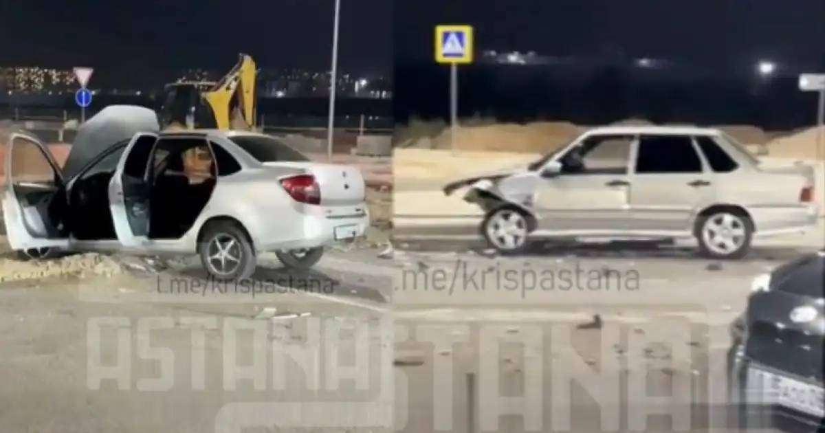 Астанада «Нұрлы жол» вокзалына барар жолда екі көлік қоршауға соғылды