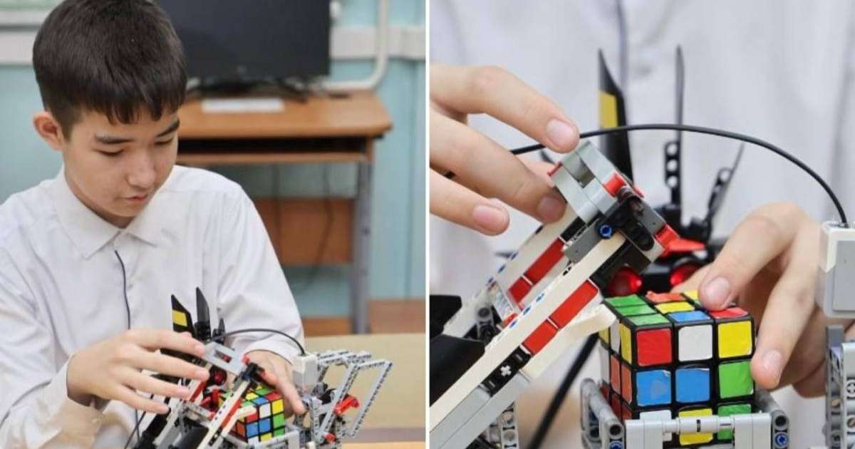 Астанада мектеп оқушысы Рубик текшесін бір минутта жинайтын ақылды робот жасап шығарды