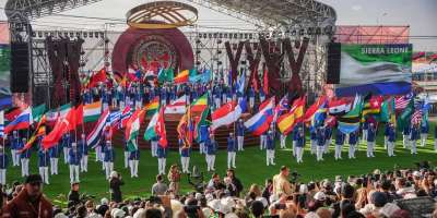 Colman Domingo and Jude Law at amfAR’s Venice Gala